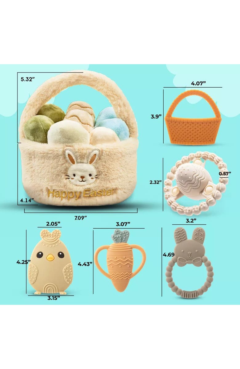 Sperric Easter Plush  Basket and Baby Teethers 13-Piece Set, Alternate, color, Neutral