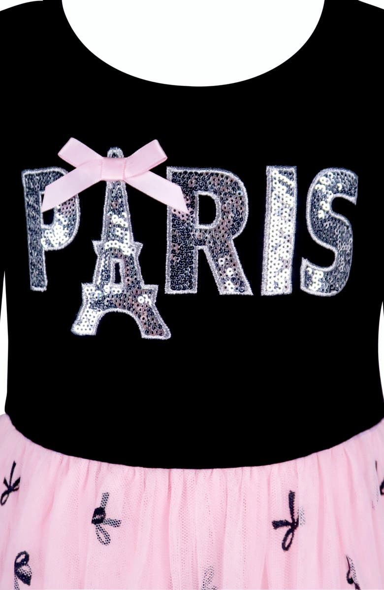 Zunie Kids' Three Quarter Sleeve Bow Skirt Tutu Dress, Alternate, color, Pink/ Black