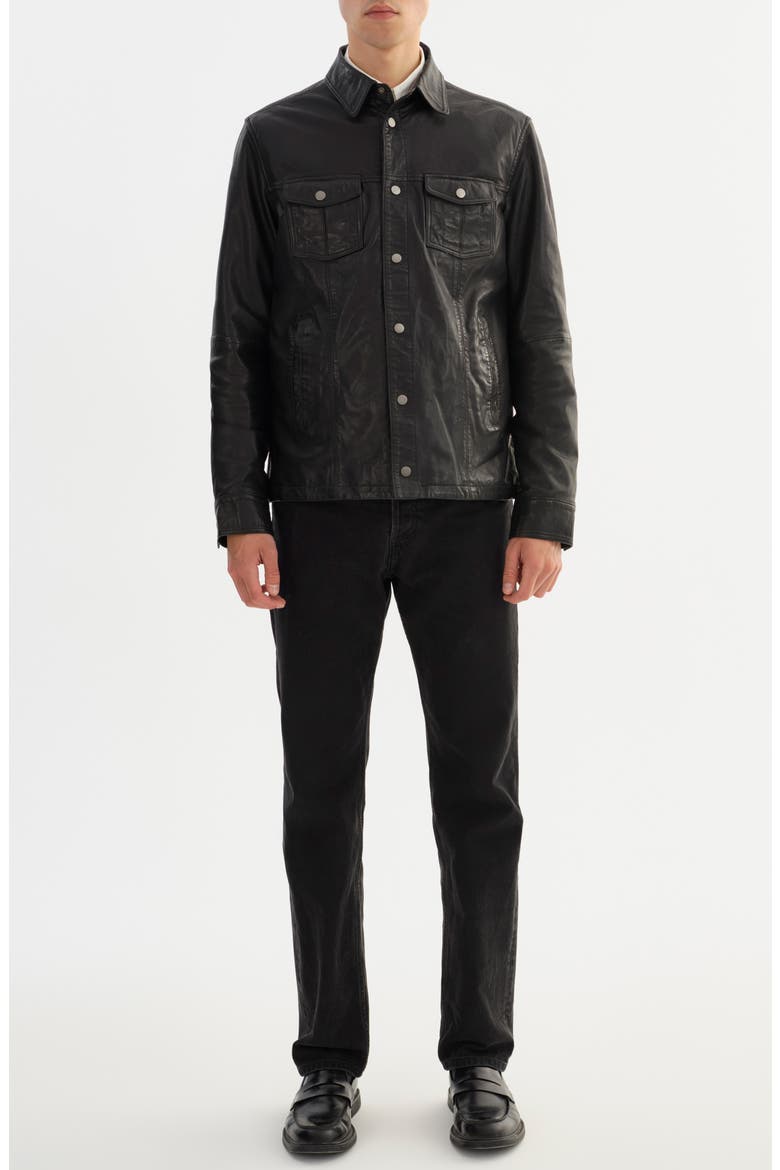 Leather Jacket, Alternate, color, BLACK