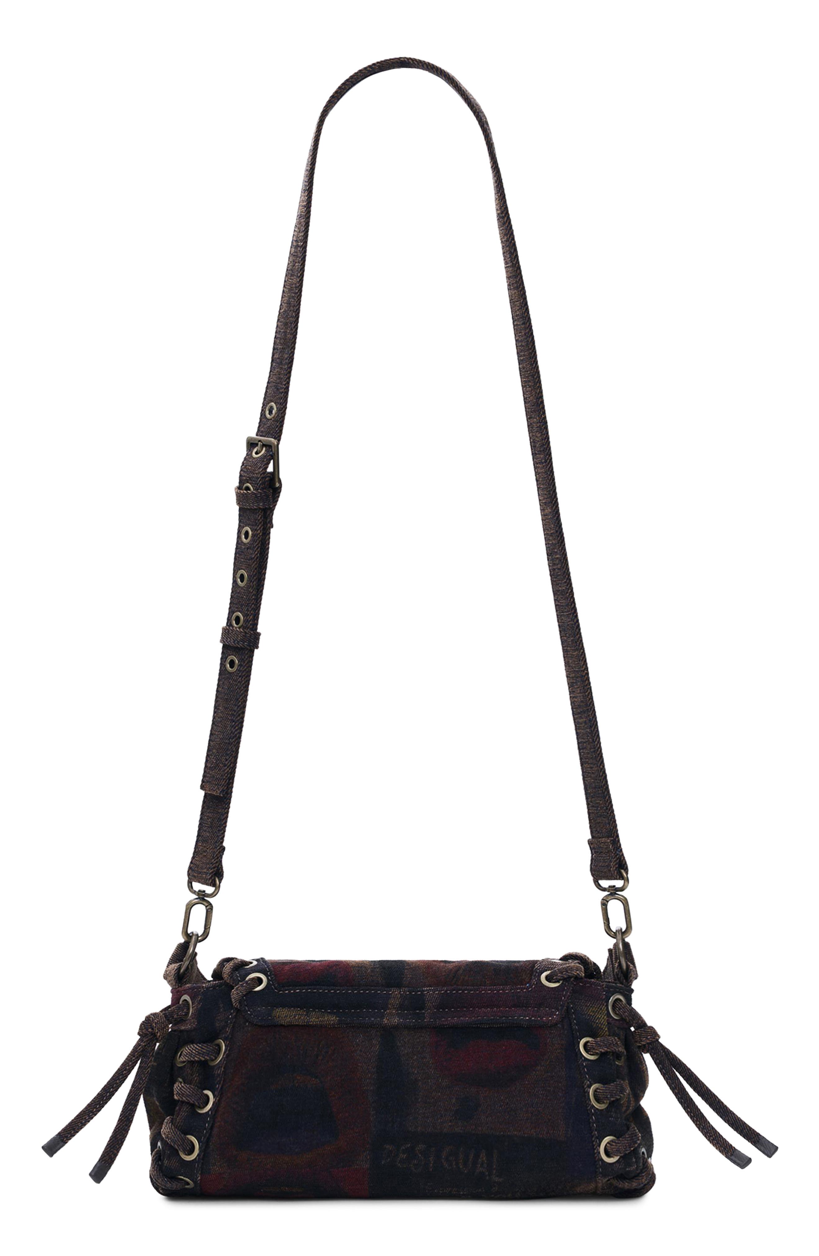 Desigual Graffiti Lips Denim Crossbody, Alternate, color, 