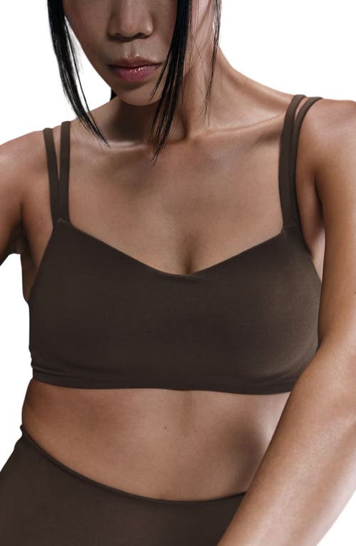 Nike Zenvy Strappy Light-Support Padded Sports Bra in Baroque Brown/White at Nordstrom, Size Small