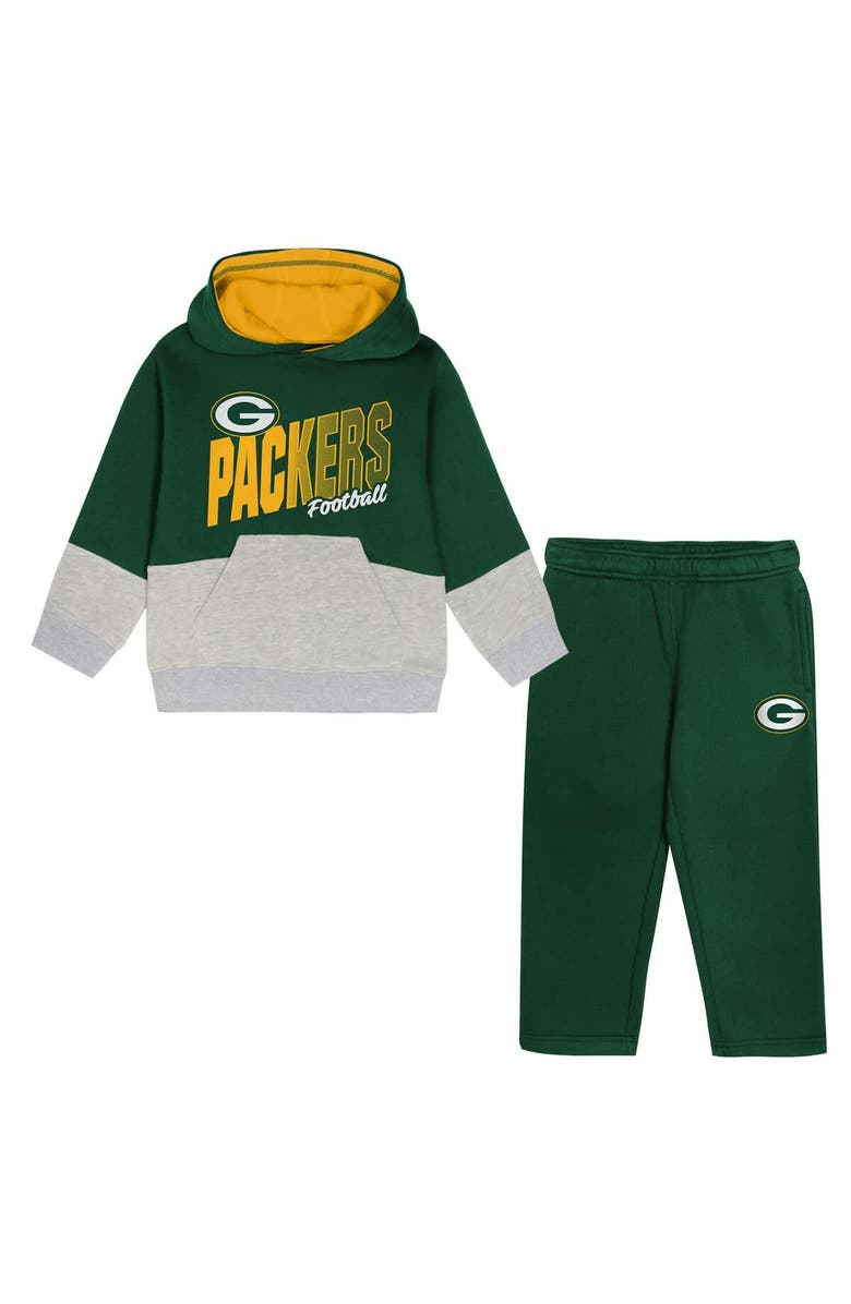 Outerstuff Toddler Outerstuff Green Green Bay Packers Lineman Fleece Hoodie & Pants Set, Main, color, Green
