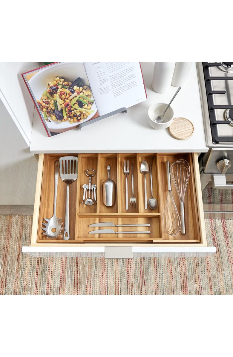iDesign Expandable Acacia Wood Cutlery Drawer Organizer - Natural, Alternate, color, Natural