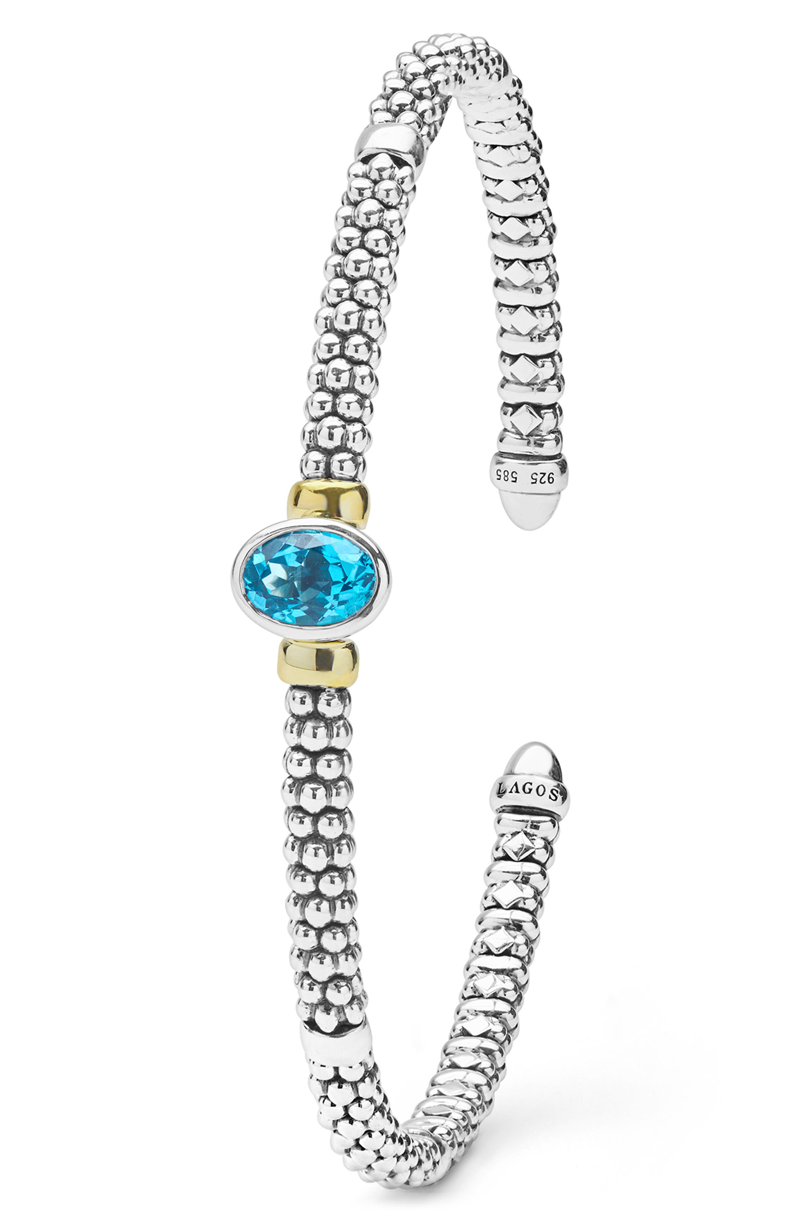 LAGOS Signature Caviar 14k Gold & Blue Topaz Cuff (Women) | Nordstrom