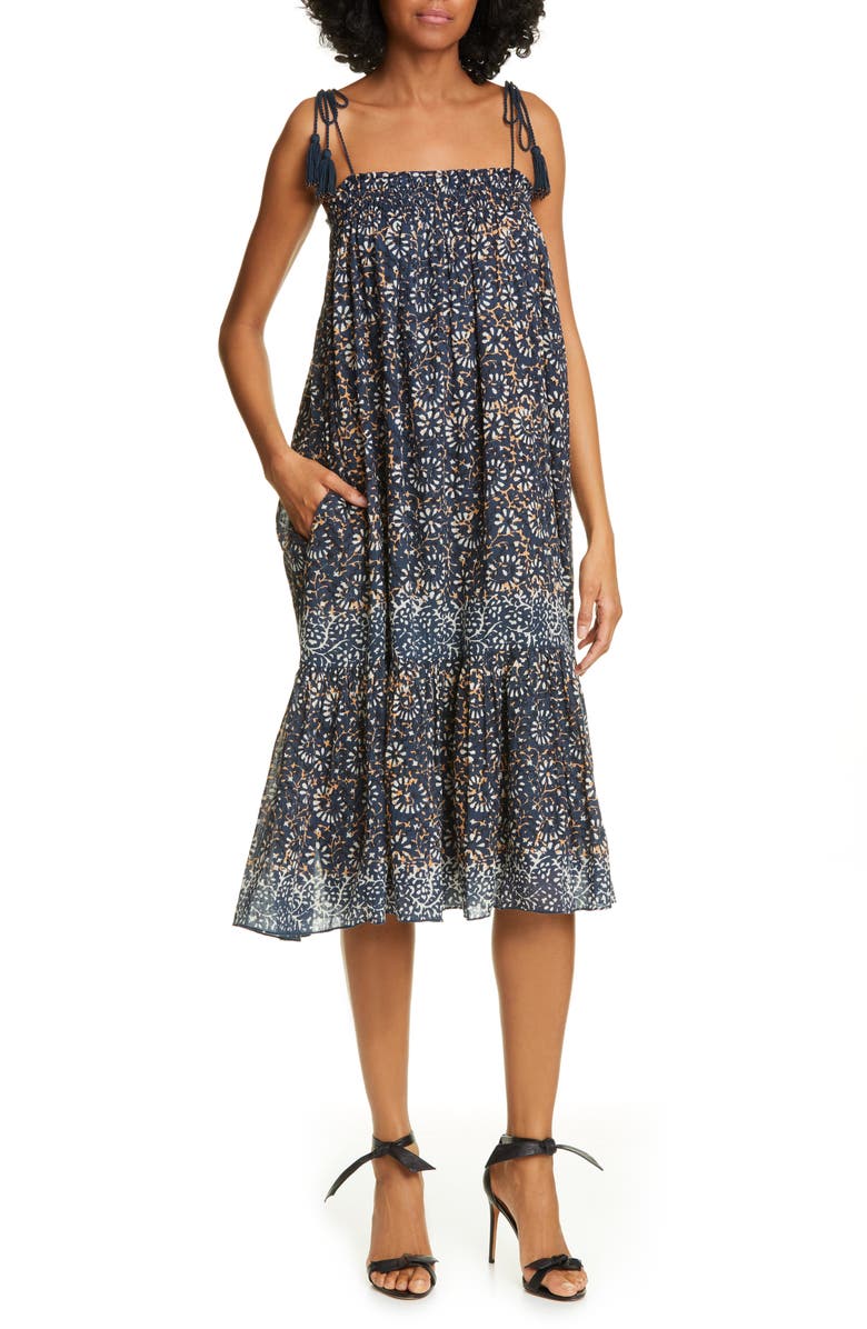 Ulla Johnson Eugenia Floral Print Midi Dress, Main, color,