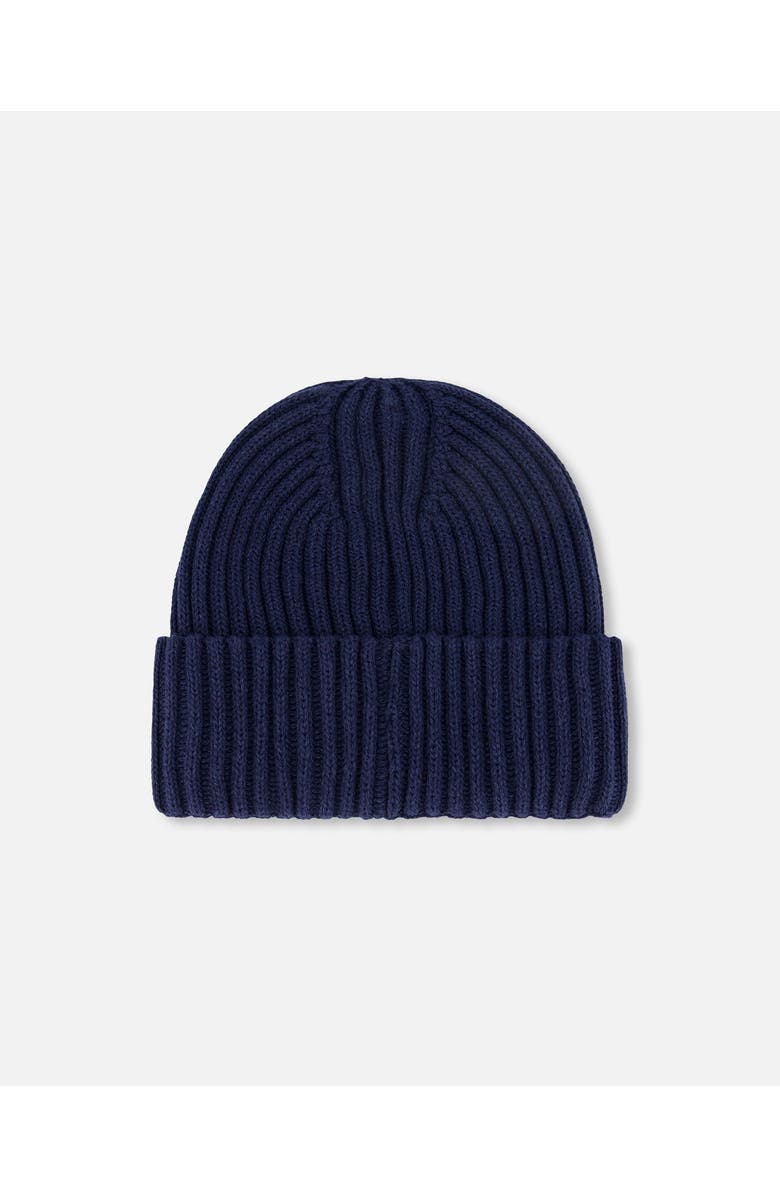 Deux par Deux Kids Unisex Cuffed Knit Hat Navy Blue, Alternate, color, Navy Blue