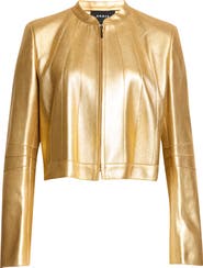 Akris Krause Metallic Leather Zip-Up Jacket