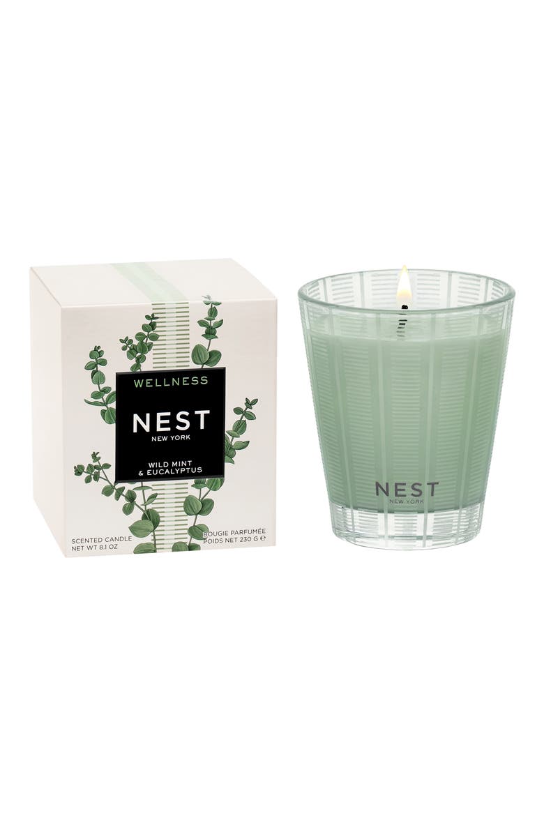 Wild Mint & Eucalyptus Scented Candle, Main, color, NO COLOR