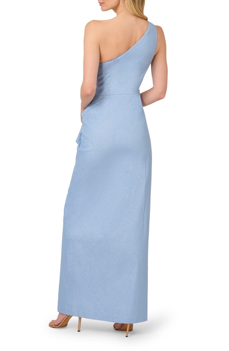 Adrianna Papell Metallic One-Shoulder Gown, Alternate, color, 