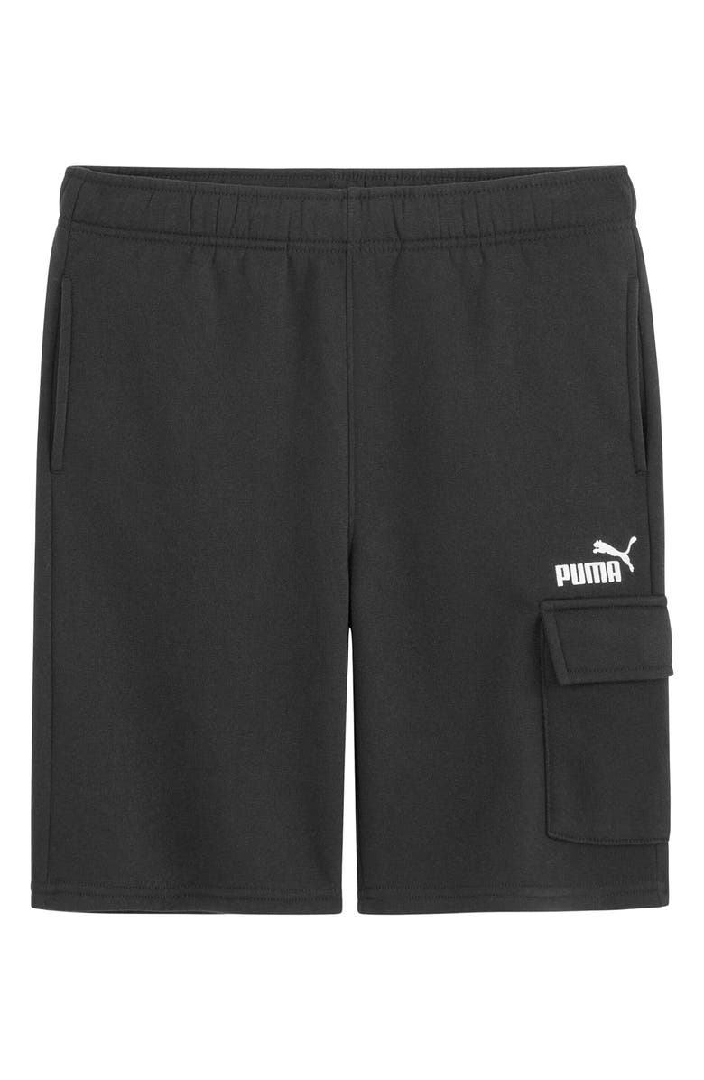 PUMA Kids' Fleece Cargo Shorts, Main, color, Black