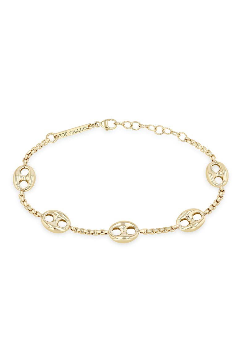 14K Gold Mariner Station Bracelet, Main, color, 14K YELLOW GOLD