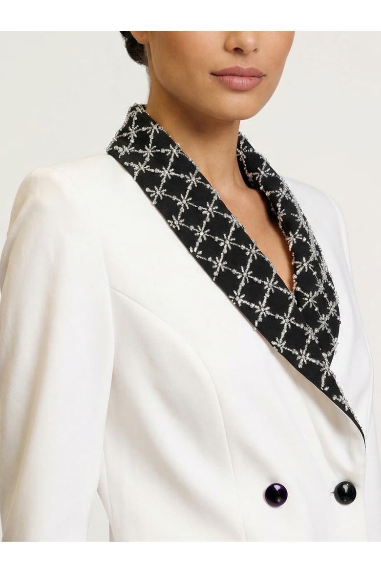 Johnny Beaded Lapel Mini Dress, Alternate, color, Ivory Black