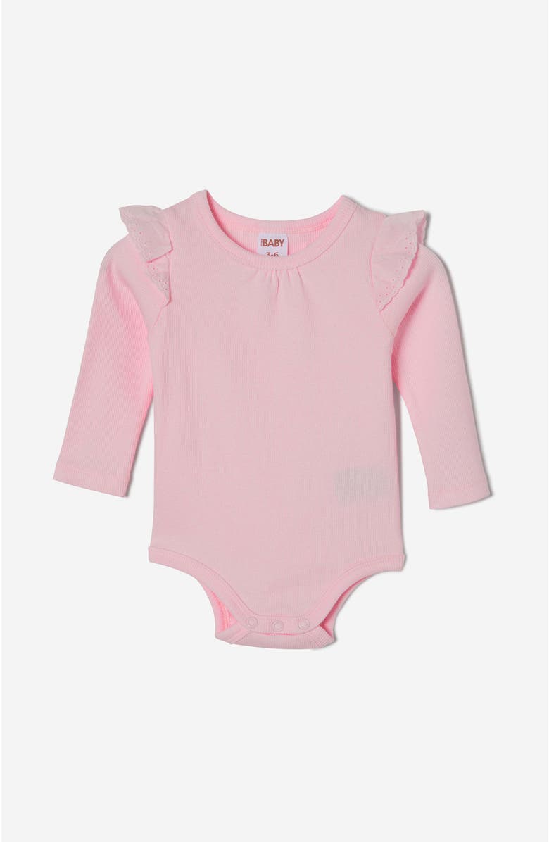 Cotton On Kids The Long Sleeve Broderie Ruffle Bubbysuit, Main, color, 