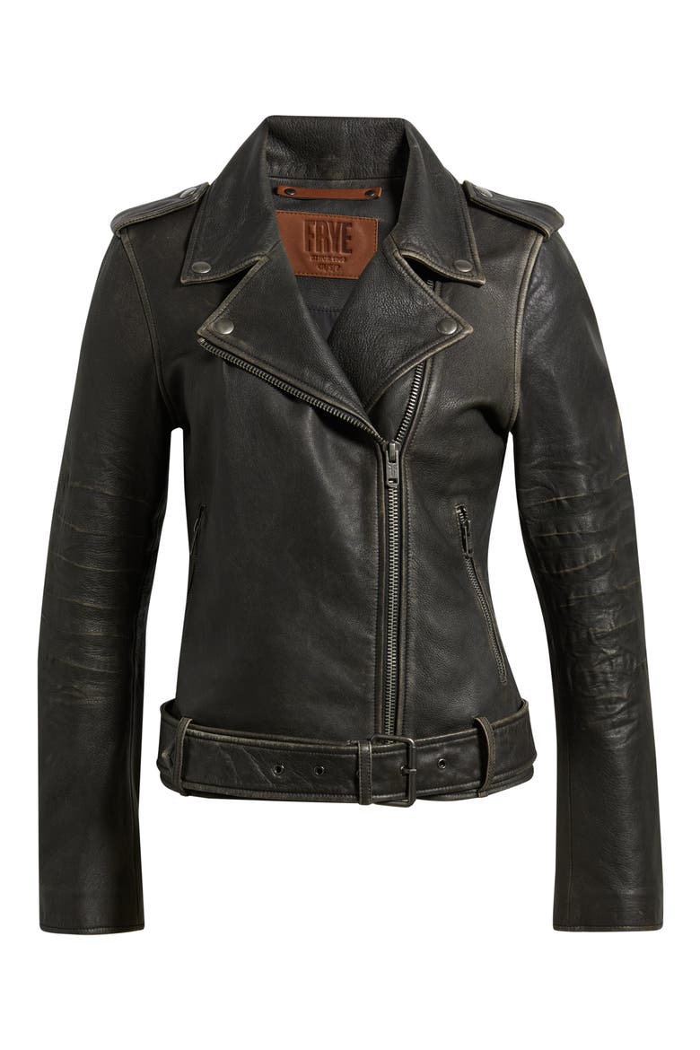 Leather Moto Jacket, Alternate, color, BLACK
