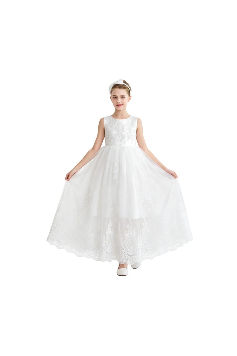 Avalora Lace Tulle Dress, Alternate, color, White