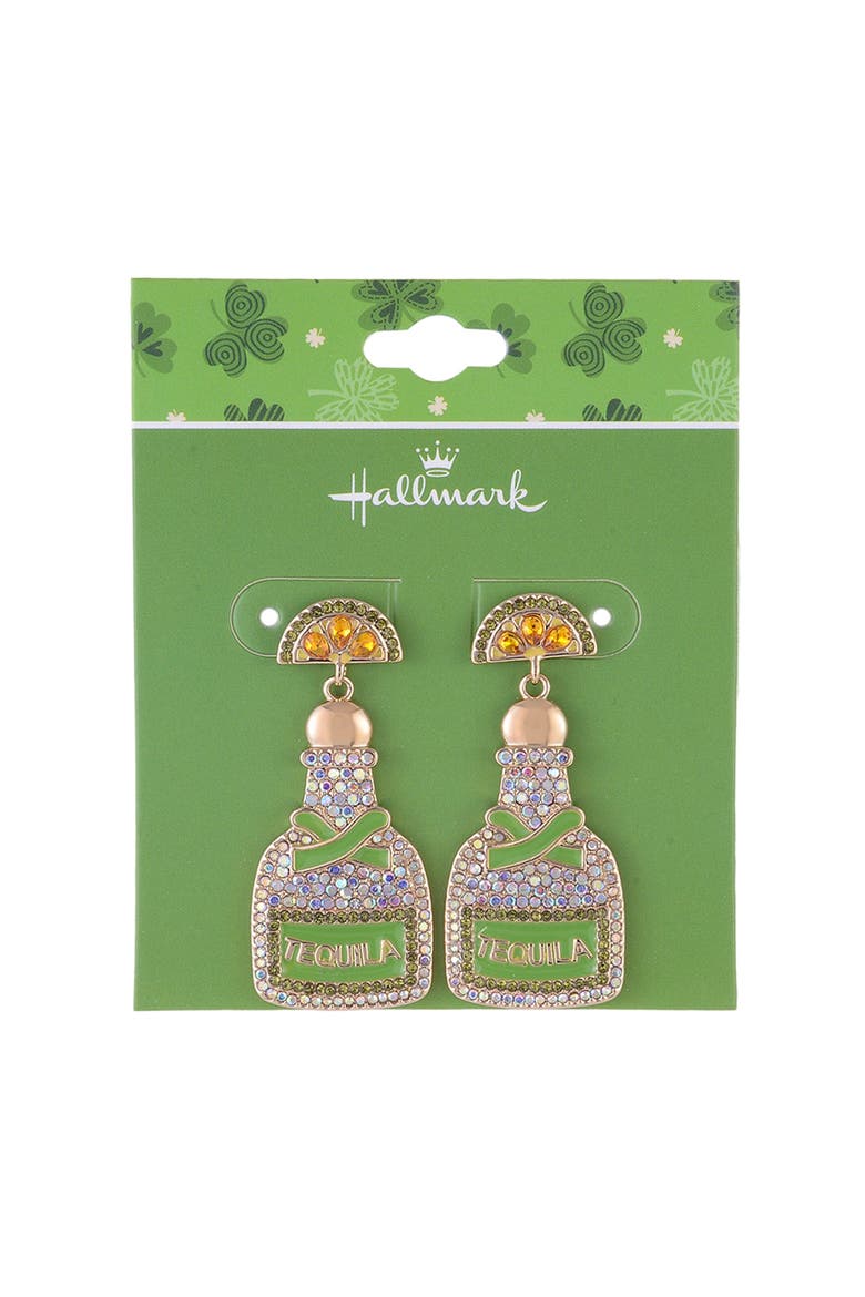 Stone and Enamel Tequila Earrings, Alternate, color, Green