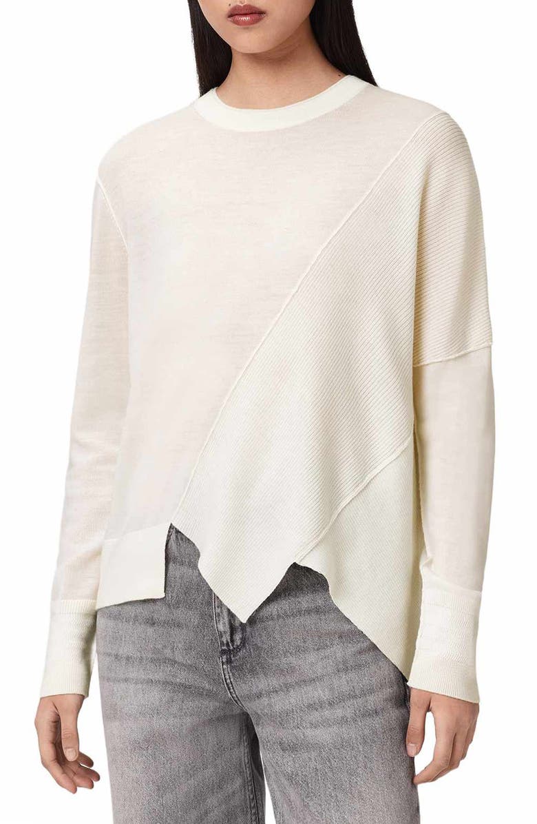 AllSaints Isla Asymmetric Sweater, Alternate, color, Chalk White
