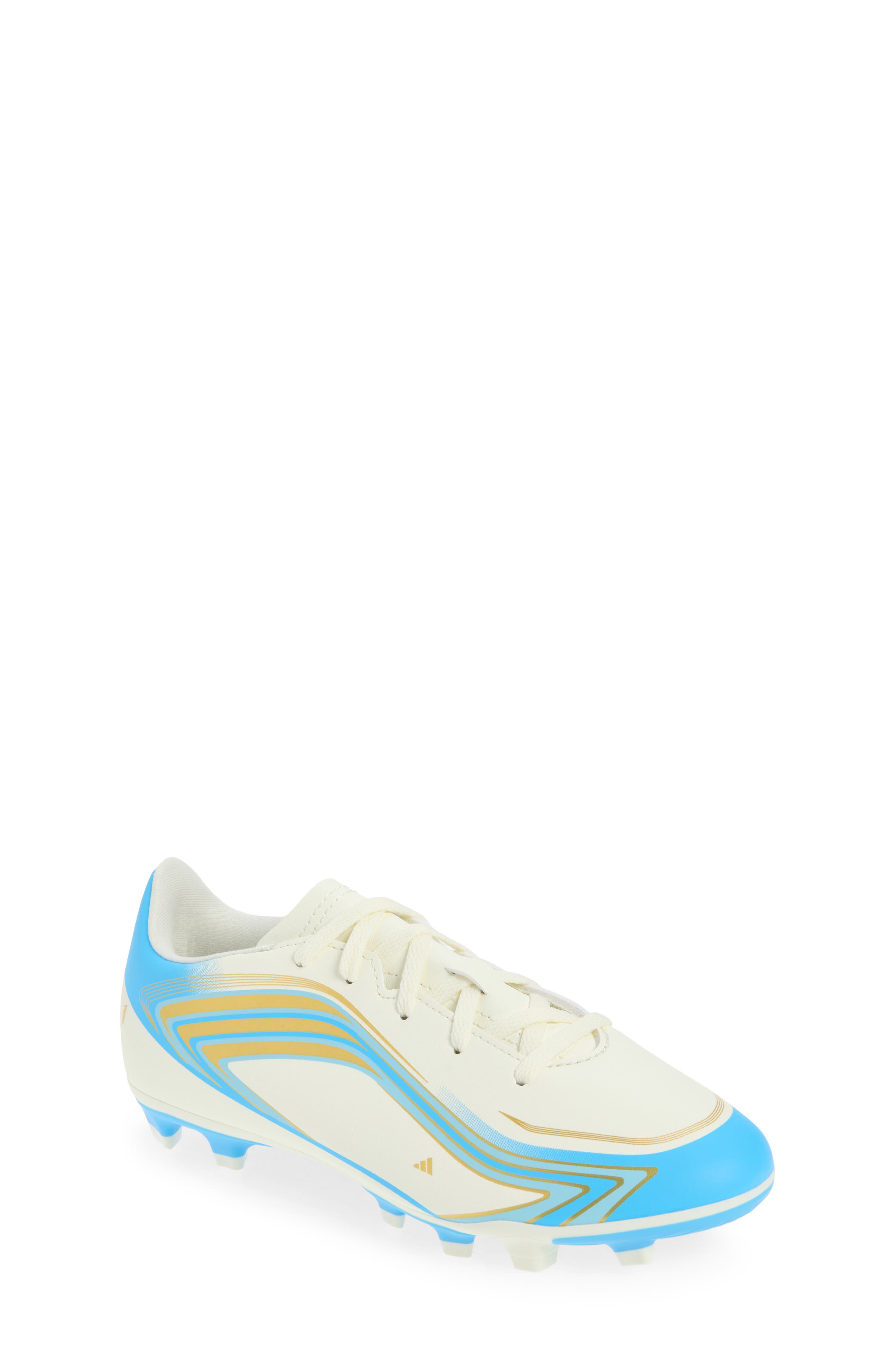 adidas Kids' F50 Messi Club Soccer Cleat, Main, color, Ivory/ Semi Blue/ Icey Blue