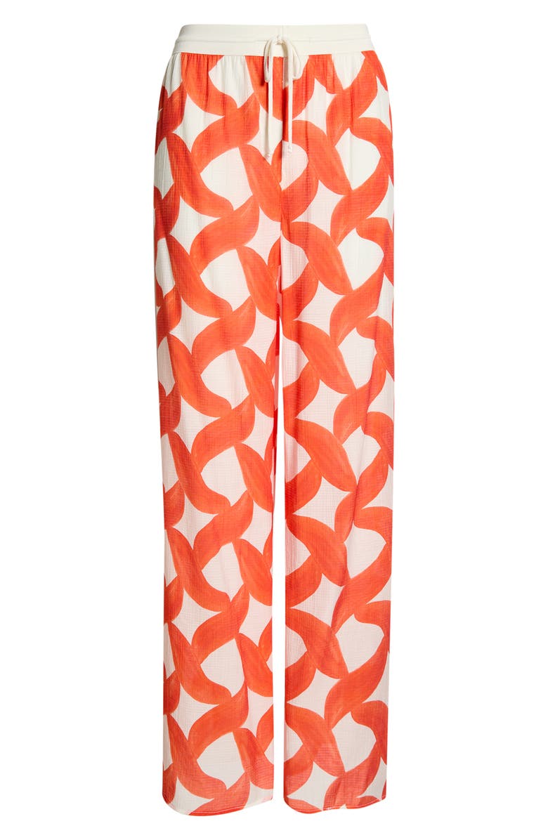 Hutch Riviera Sequin Wide Leg Pants, Alternate, color, Ivory/Coral Brushstroke Diamond Geo