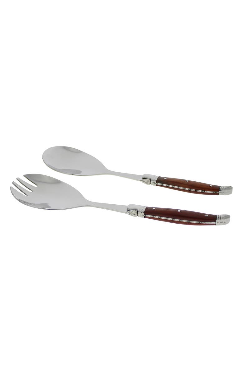 FRENCH HOME 2-Piece Laguiole Connoisseur Rosewood Salad Servers, Alternate, color, Wood Grain