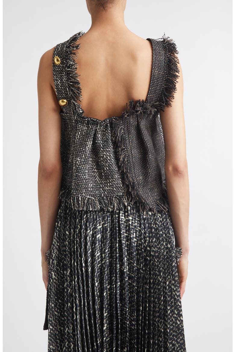 Crop Mixed Tweed Camisole, Alternate, color, BLACK