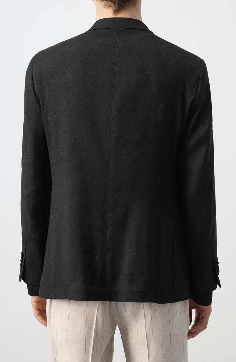 MANGO Slim Fit Linen Blend Sport Coat, Alternate, color, Black