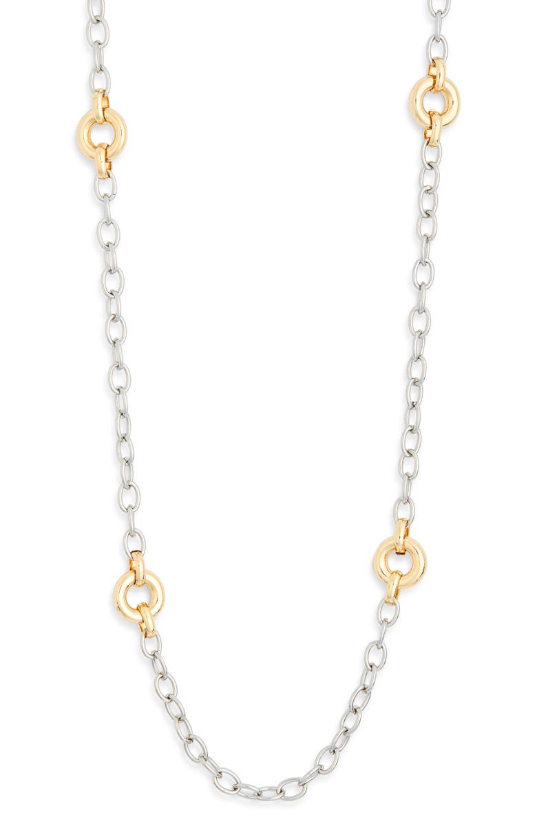 NORDSTROM RACK Station Chain Long Necklace, Main, color, Silver- Gold