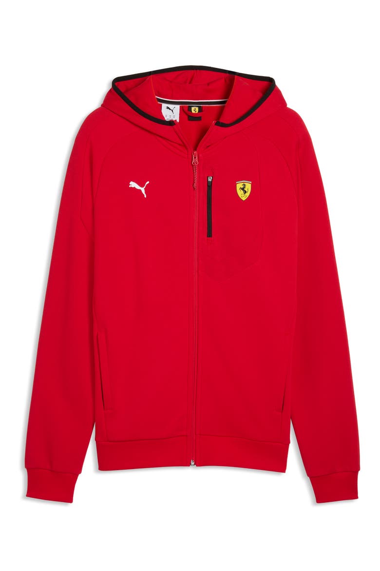 Ferrari Motosport Hooded Zip Front Sweatshirt, Main, color, ROSSO CORSA