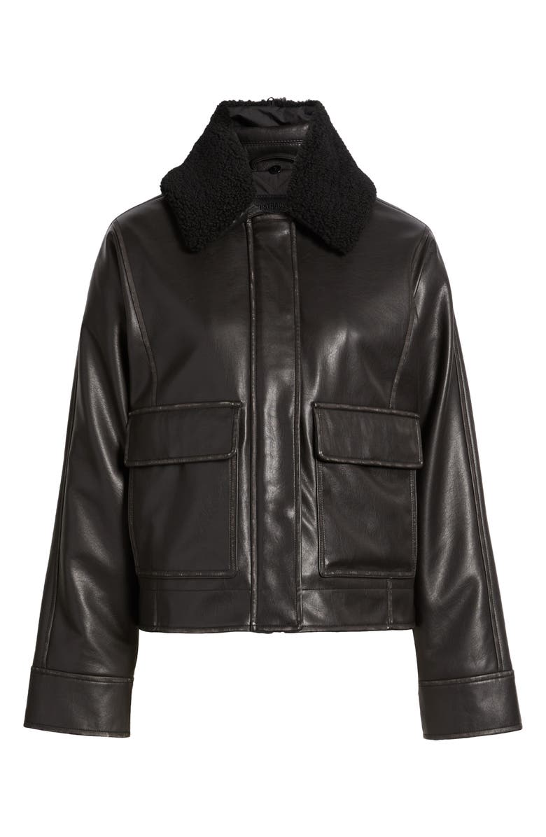 Levi's<sup>®</sup> Faux Leather Aviator Jacket with High Pile Fleece Collar, Alternate, color, Black/ Black