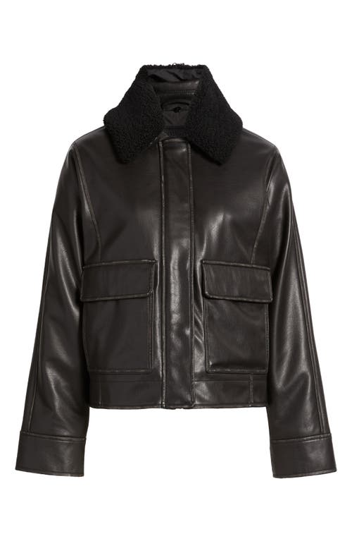 Levi's Faux Leather Aviator Jacket With High Pile Fleece Collar In Black