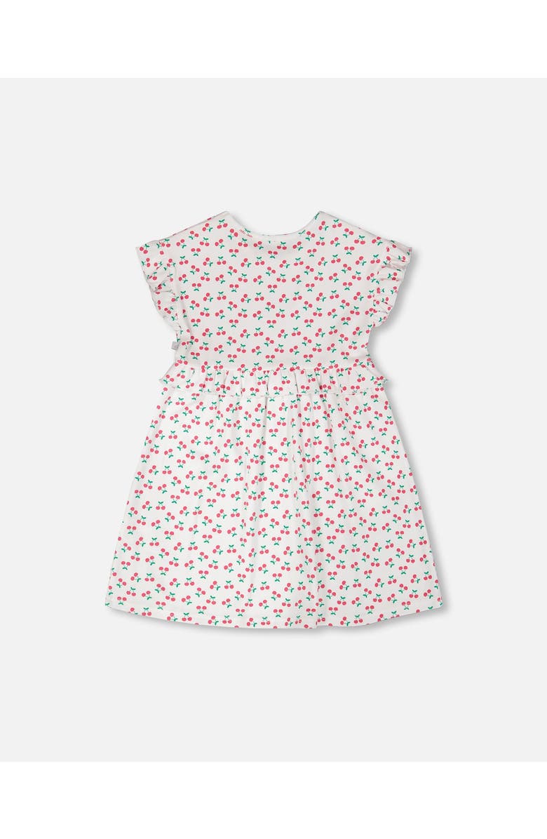 Deux par Deux Cotton Rib Cherries Short Sleeve Dress, Alternate, color, White With Cherry Print