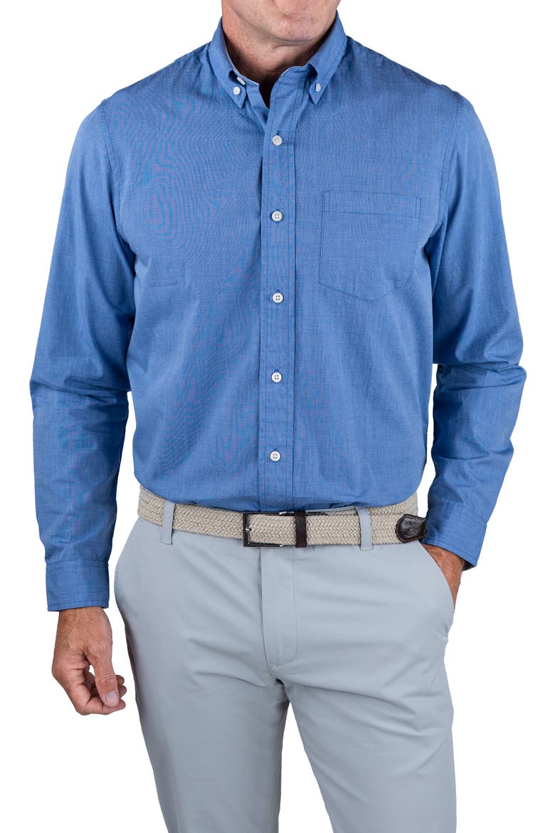 End to End Long Sleeve Button-Up Shirt, Main, color, DUTCH BLUE