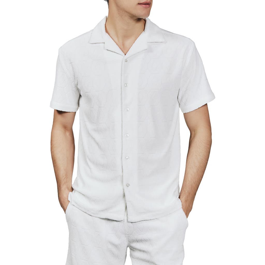 7 Diamonds American Me Slim Fit Short Sleeve Button-up Performance Shirt In White