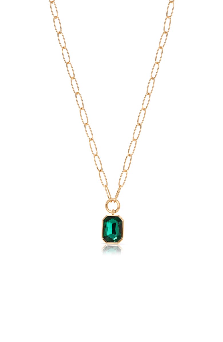 Ettika Deco Crystal Pendant Necklace, Main, color, Green