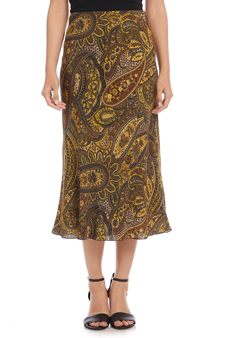 Bias Cut Midi Skirt, Main, color, PAISLEY