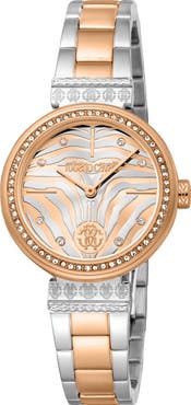 Roberto Cavalli Two-Tone Crystal Bracelet Watch, 30mm