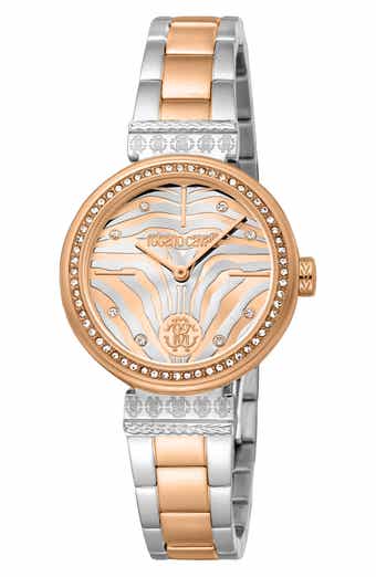 Roberto Cavalli Two-Tone Crystal Bracelet Watch, 30mm