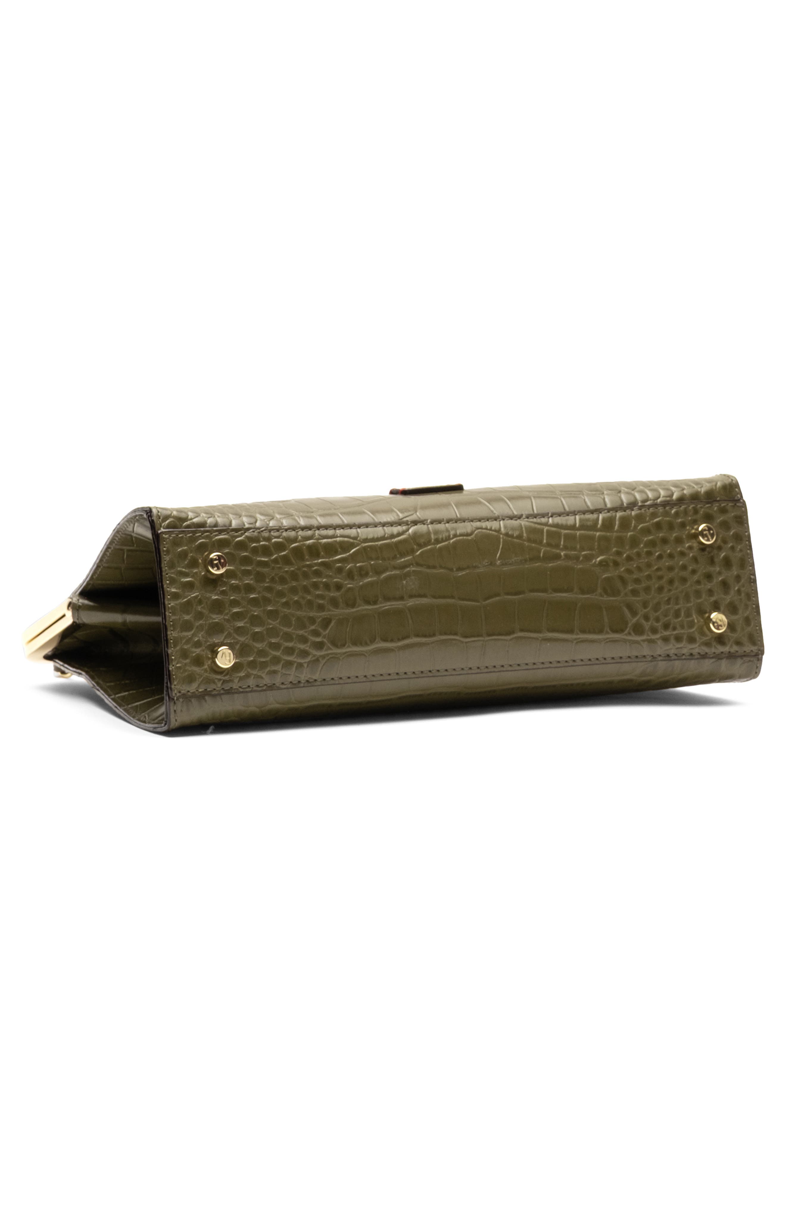 Jackie Croc Embossed Leather Frame Bag, Alternate, color, OLIVE