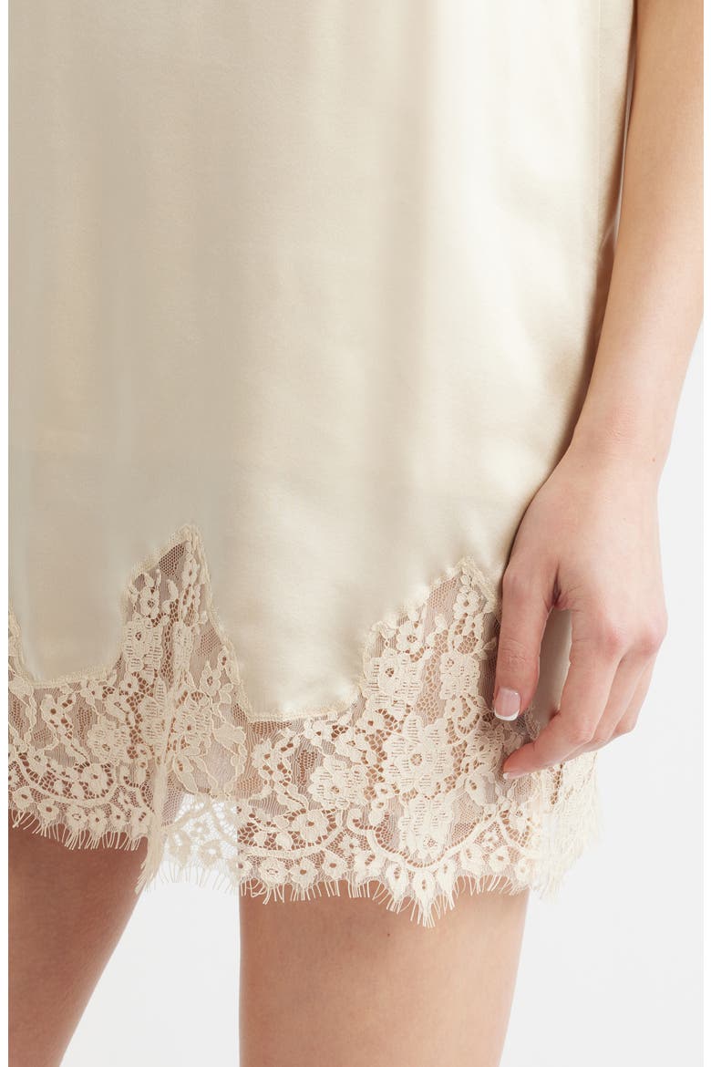 Jessalyn Sleeveless Lace Silk Minidress, Alternate, color, ALMOND