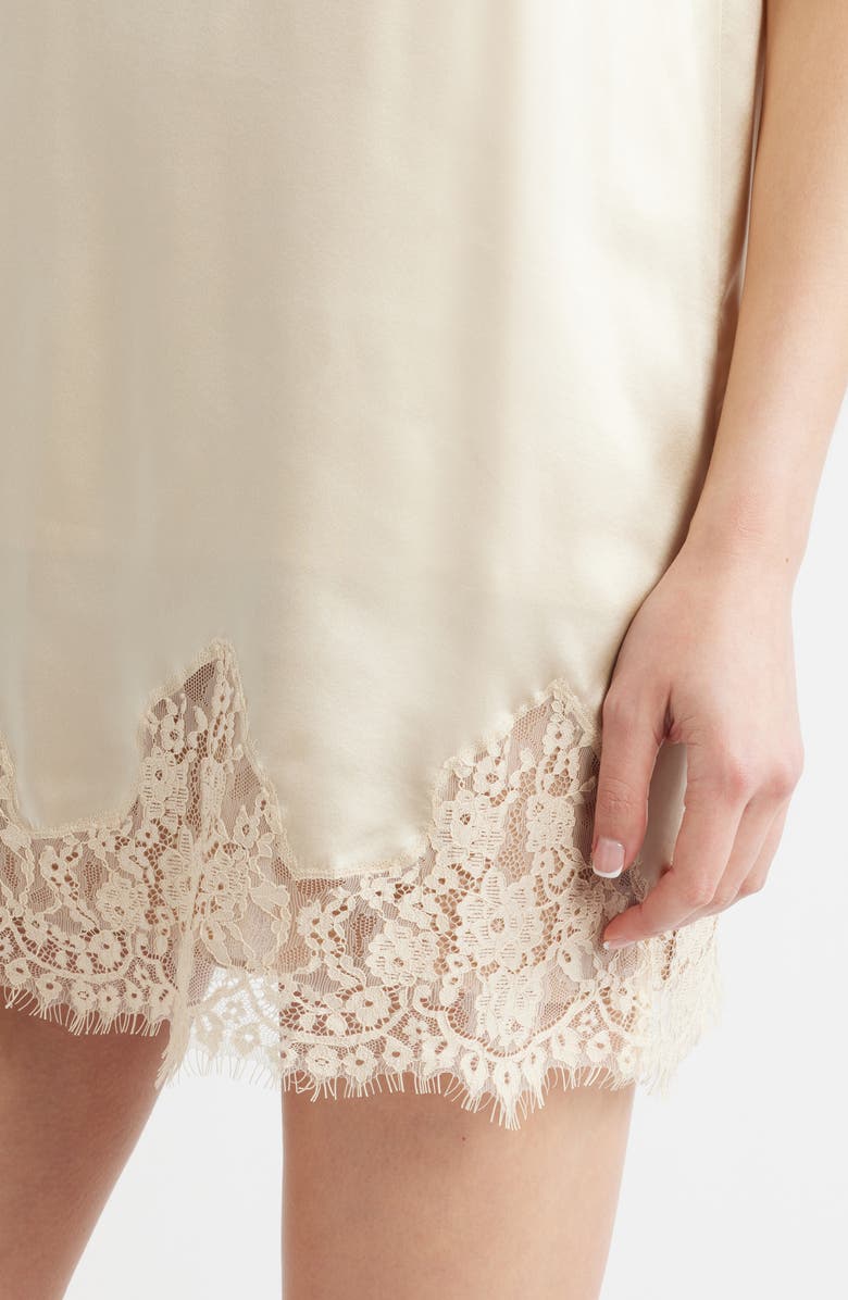 Reformation Jessalyn Sleeveless Lace Silk Minidress, Alternate, color, Almond