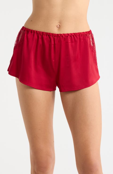 Confidence Eyelash Lace Trim Satin Shorts