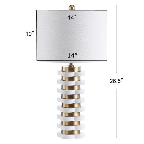Jonathan Y Wellington 26.5" Quatrefoil Striped Resin Led Table Lamp In Brass Gold