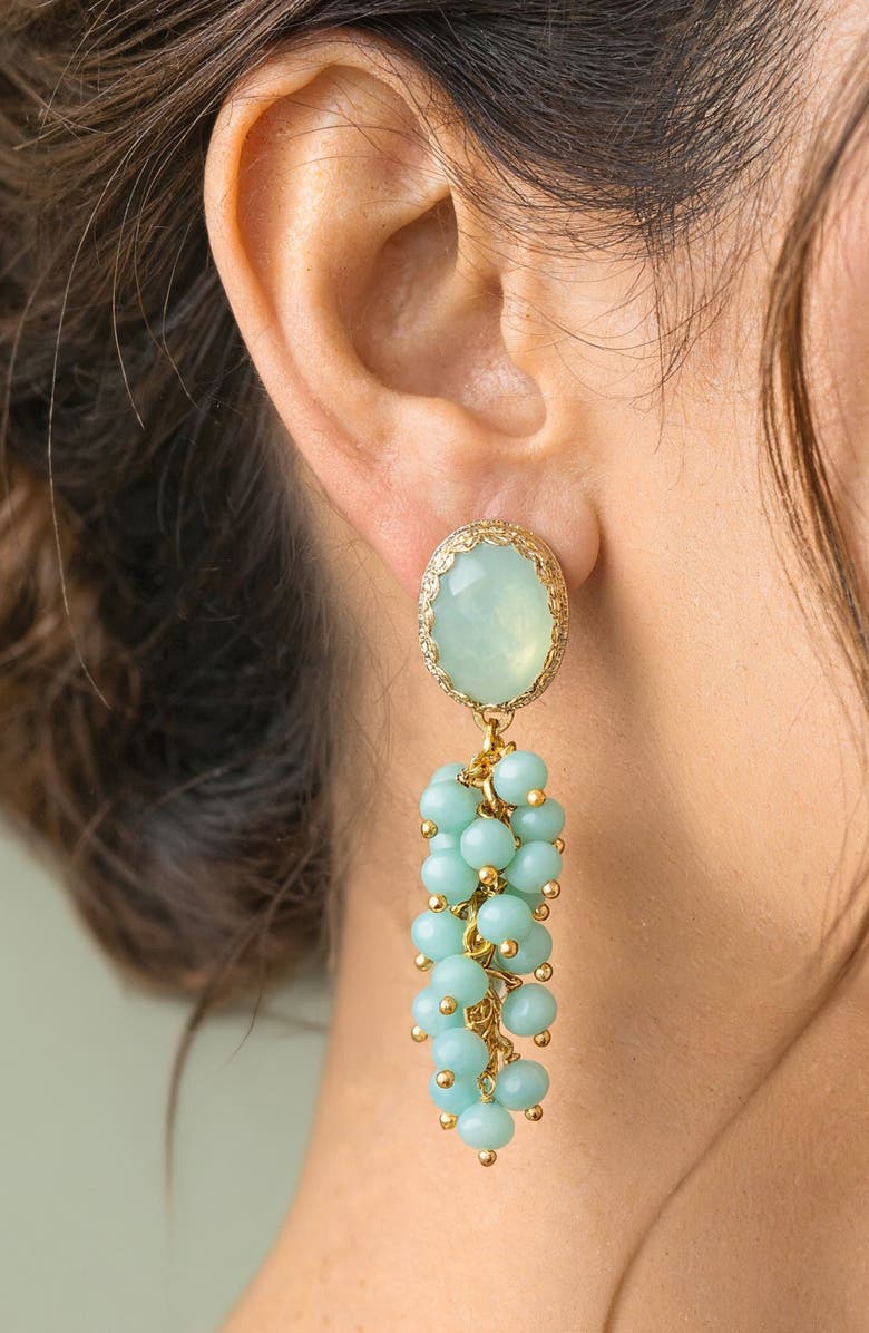 Deepa Gurnani Jemsa Drop Earrings, Alternate, color, Turquoise