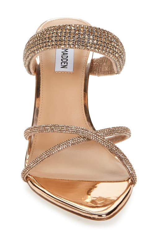 Steve Madden Camina Crystal Strap Slide Sandal In Rose Gold