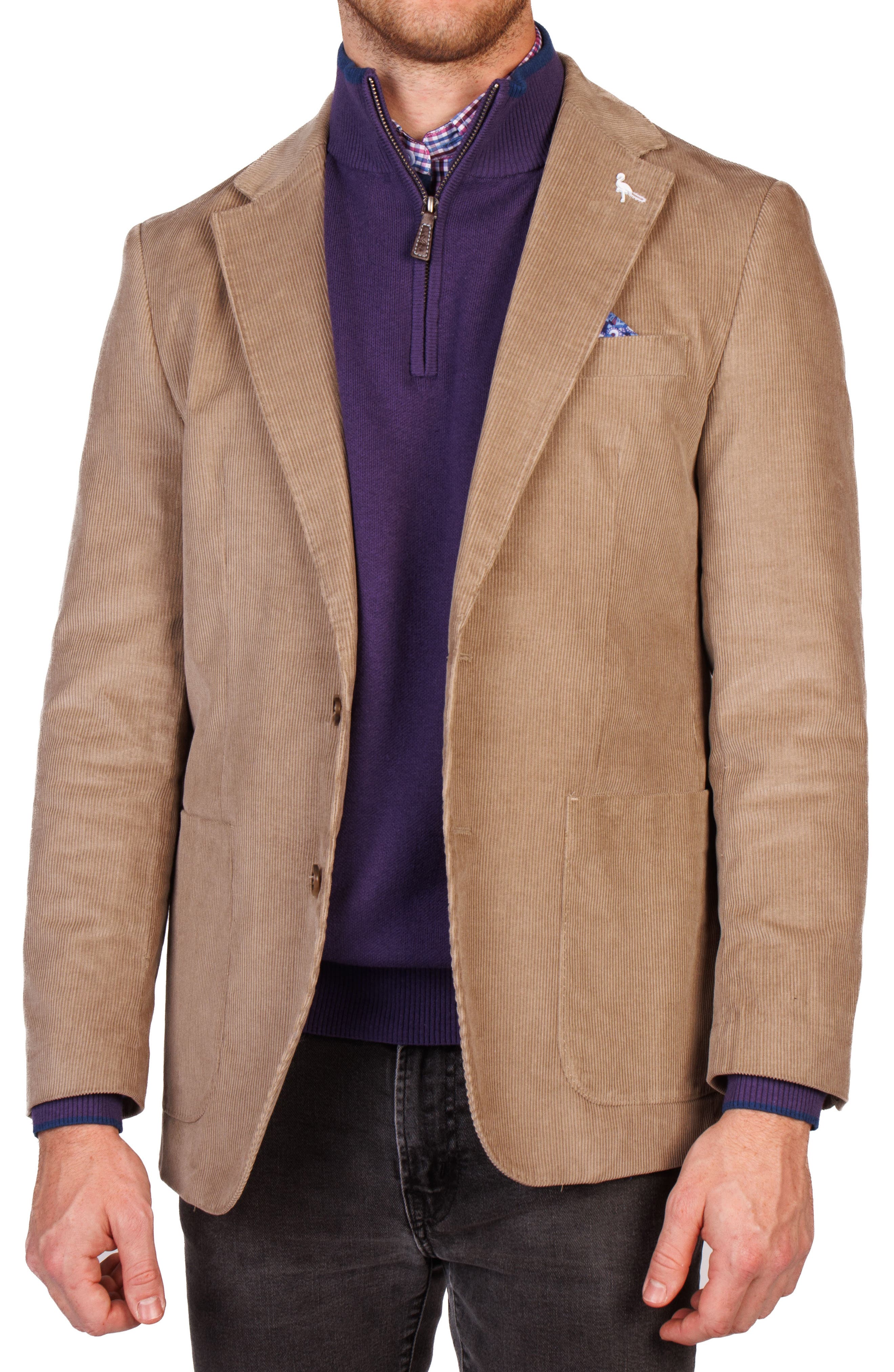 TailorByrd Modern Fit Solid Fine Wale Corduroy Sport Coat