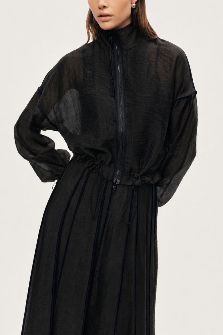 Sheer Zip Front Jacket, Alternate, color, Black