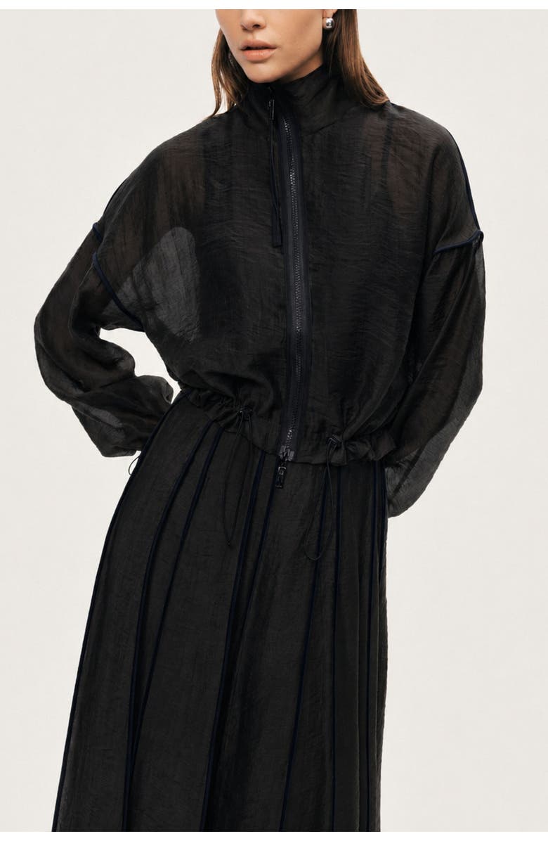 Nocturne Sheer Zip Front Jacket, Alternate, color, Black