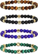 DELMAR Men's Set of 4 Semiprecious Stone Beaded Bracelets