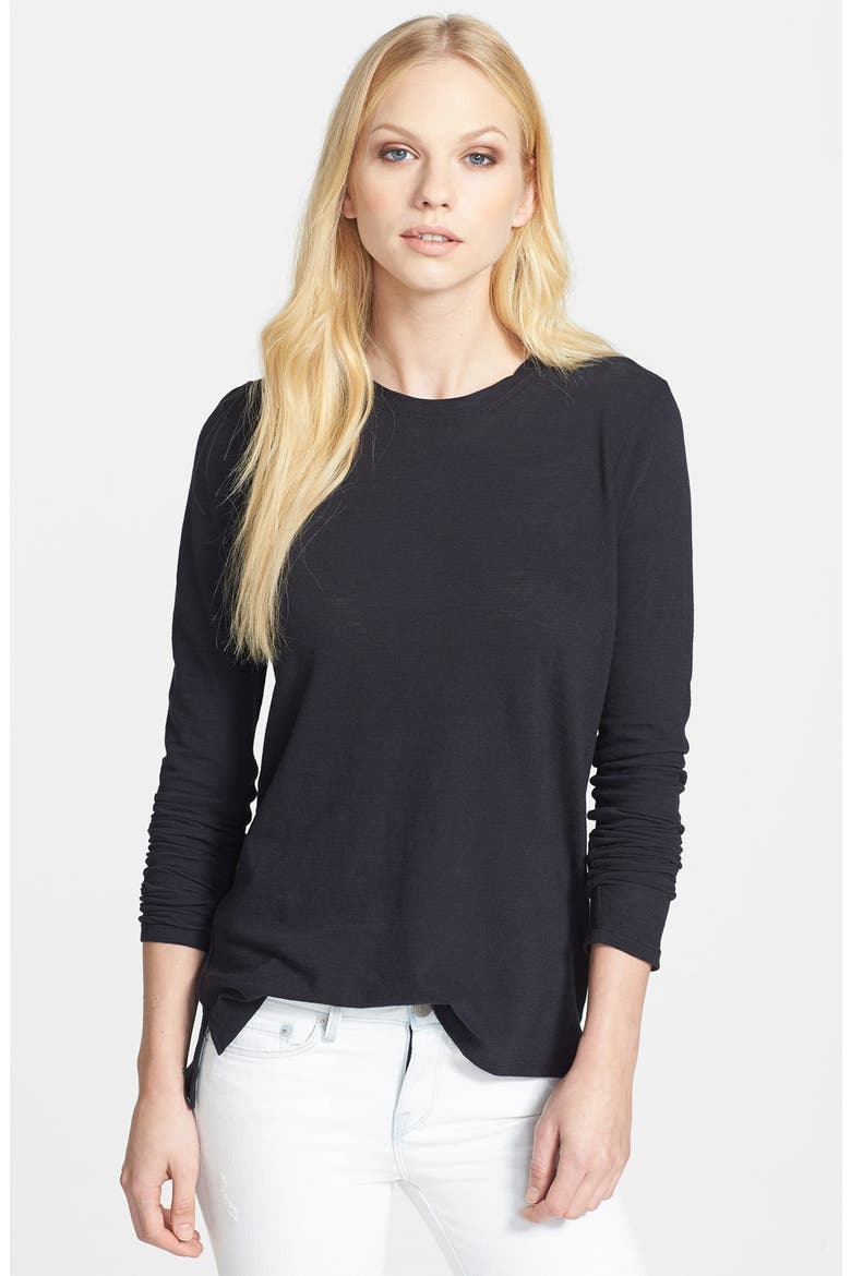 Long Sleeve Crewneck Tee, Main, color, BLACK
