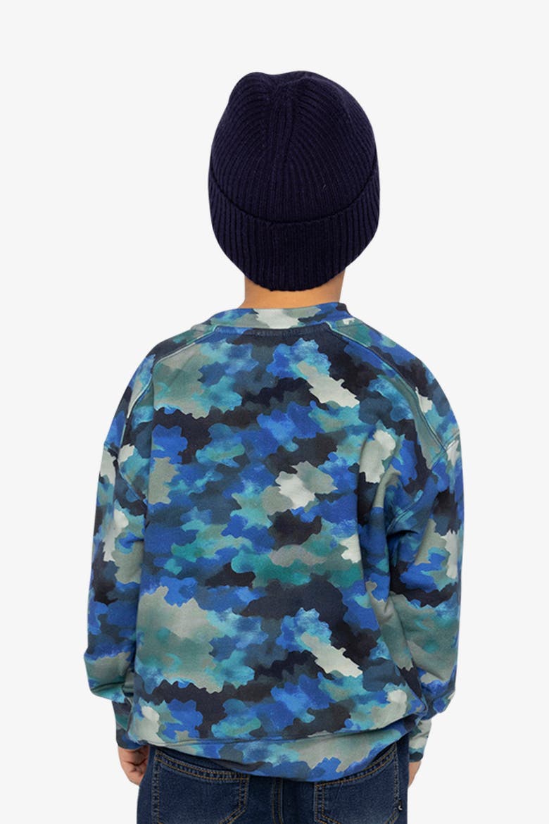 Camouflage Cool Graphic Fleece Sweatshirt, Alternate, color, Blue and Grey Camouflage